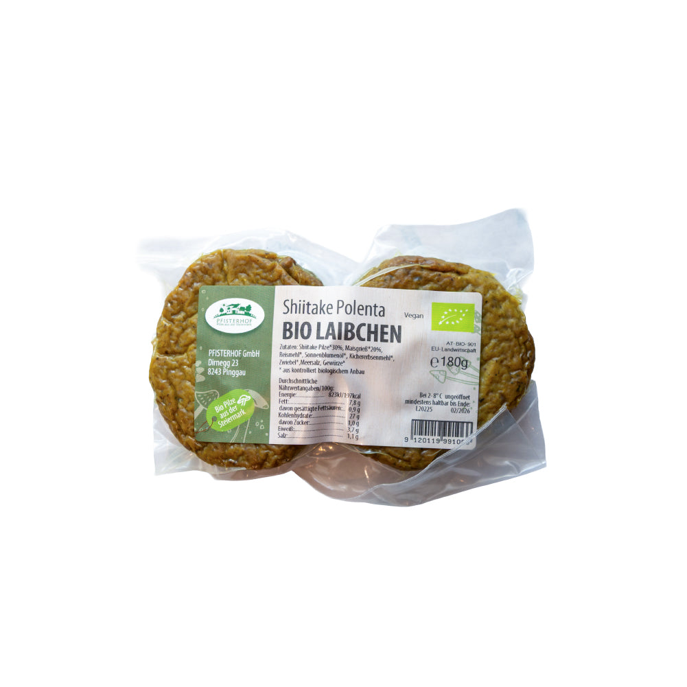 vegane Shiitake Polenta Bio Laibchen - Pfisterhof